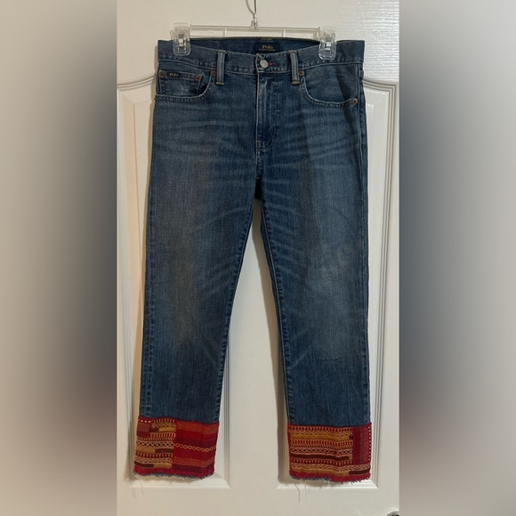 Women’s Polo Ralph Lauren Waverly Straight Cropped  Embroidered Design Jeans 27. - Picture 1 of 4